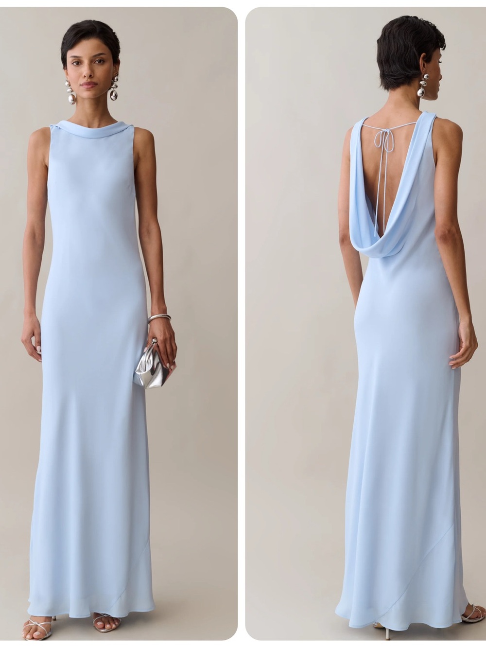 o.p.t Amarosa Dress Light Blue
Elegant Cowl-Back Evening Dress Few Moda NWT L